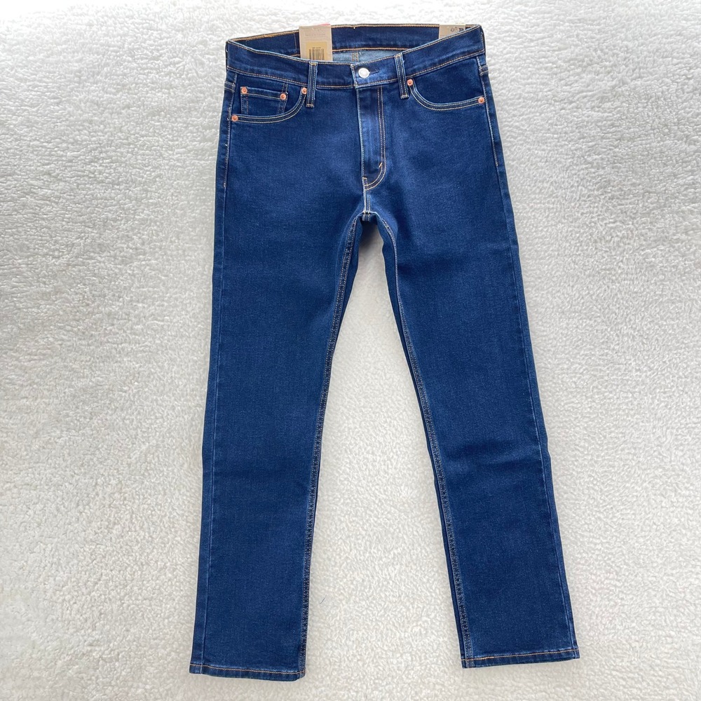 Levis 513 Jeans Mens 30x30 Blue Black Slim Straight Dark Wash Stretch Denim NEW